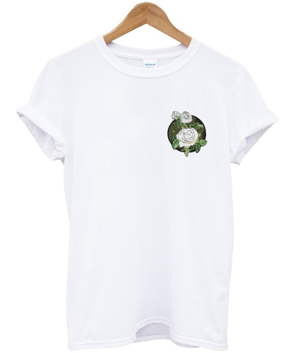 white t shirt with a rose