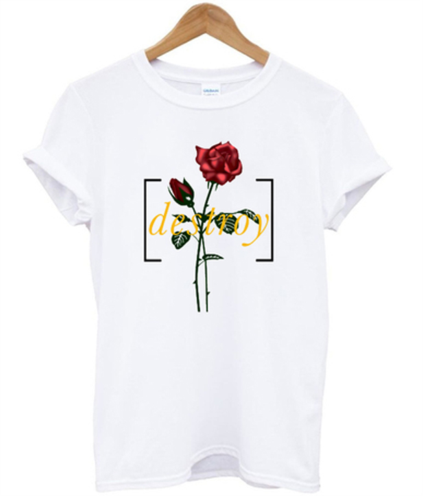 destroy red rose tshirt