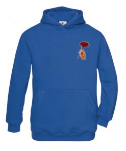rose in hand blue hoodie