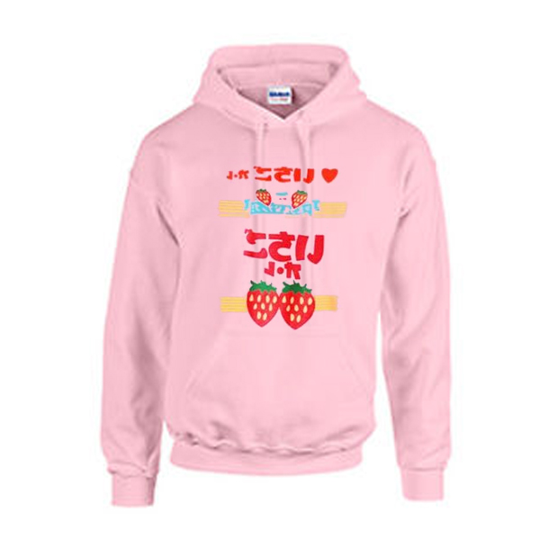 white adidas hoodie with strawberries