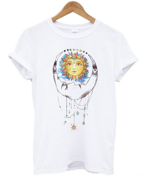 Sun Moon Tribal Print T Shirt